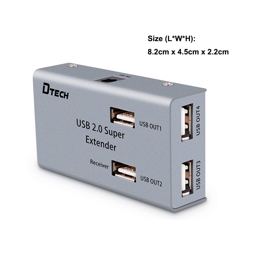 50m Multiport USB Extender Over Ethernet Cat5 Cat6 Cable with 4 USB Expansion Port Data Hub Power Adapter B436743