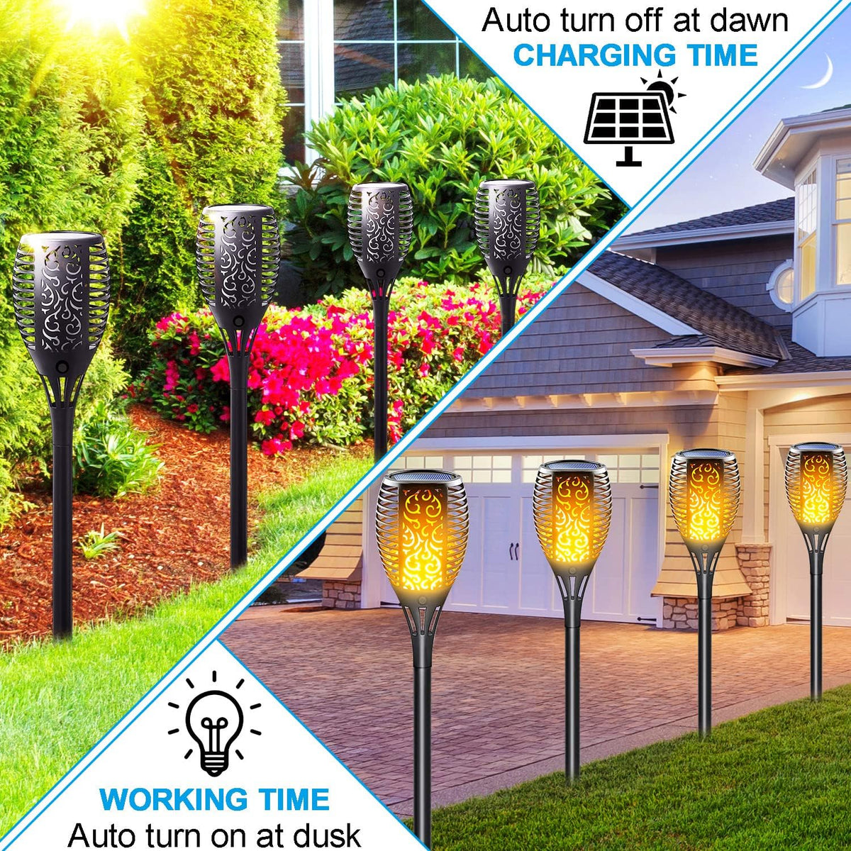 Solar Torch Light with Flickering Flame 8 Pack L23767