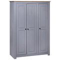 3-Door Gray Pine Wardrobe I5933