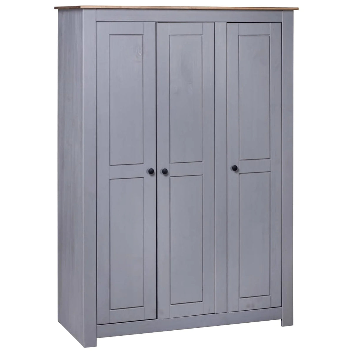 3-Door Gray Pine Wardrobe I5933