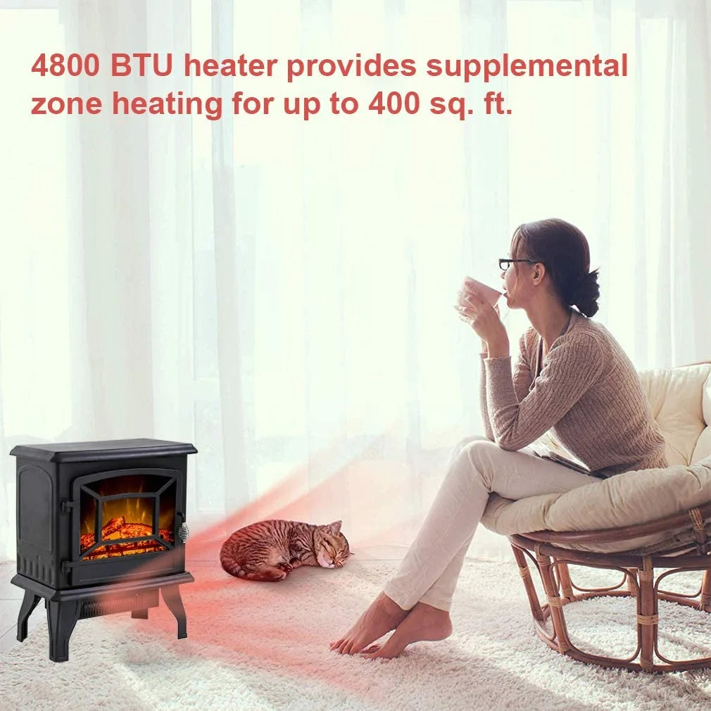 20" Electric Fireplace Heater Portable 1400W Black L485