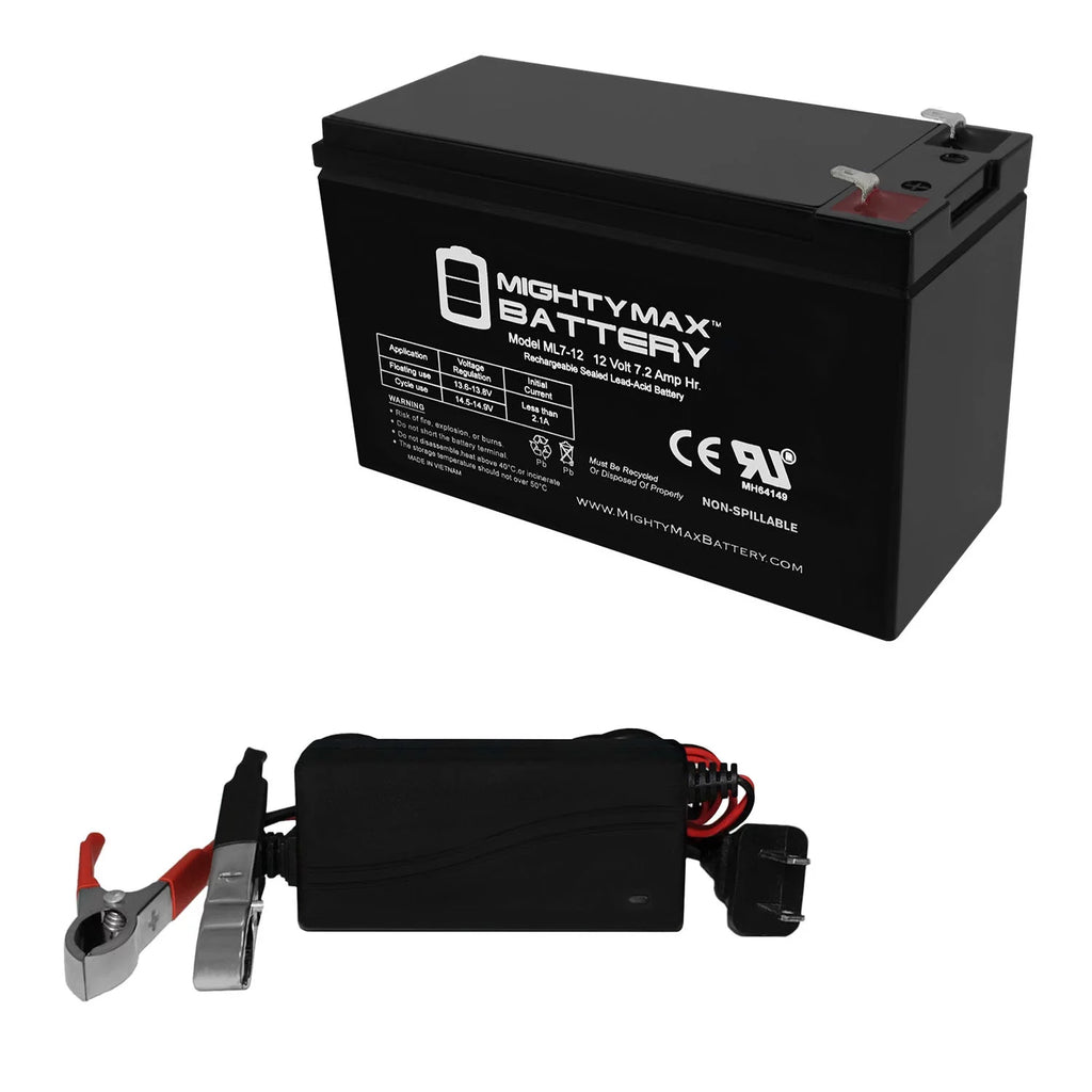 12V 7AH Replacement Battery + 12V 1Amp Charger Y55655