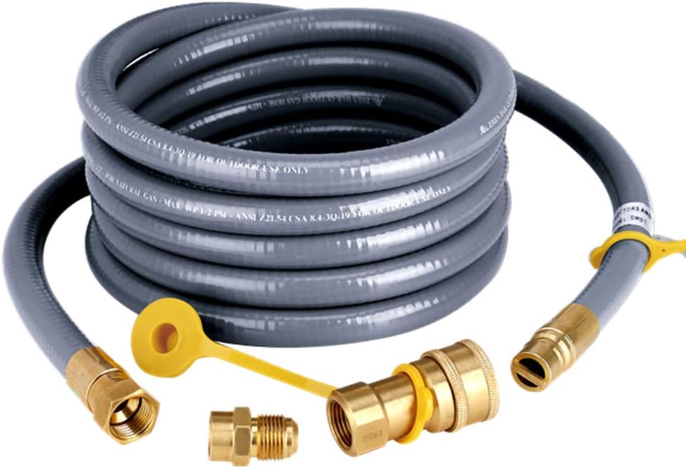 24 Feet 1/2 Inch Natural Gas Grill Hose with Quick Connect Fittings Q348118