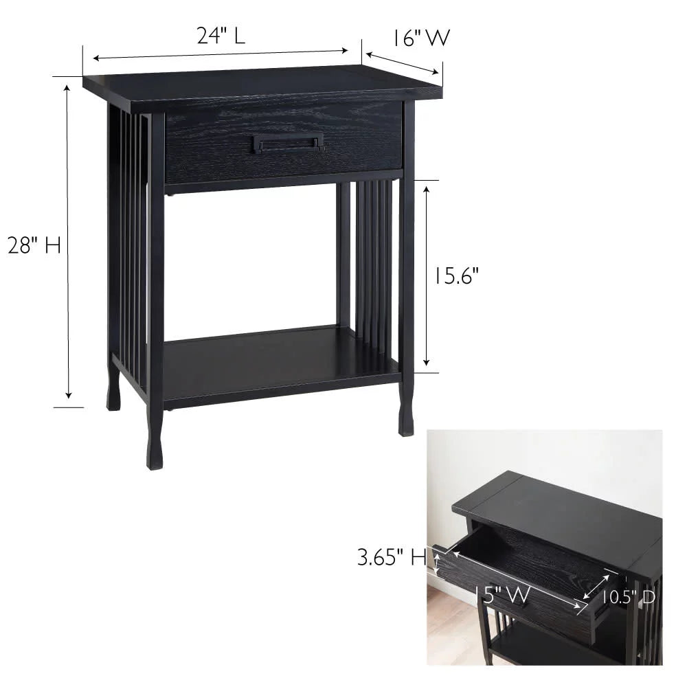 Black One Drawer Nightstand Side Table L4510