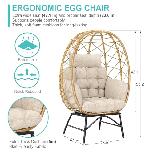 Oversized Wicker Egg Chair with Cushion S41546