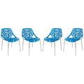 Blue Open Back Chrome Dining Side Chair Set of 4 S279934