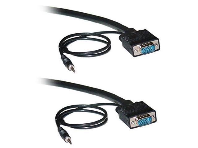 Shielded SVGA Cable with 3.5mm, Black, HD15 M to M 100 Feet P277