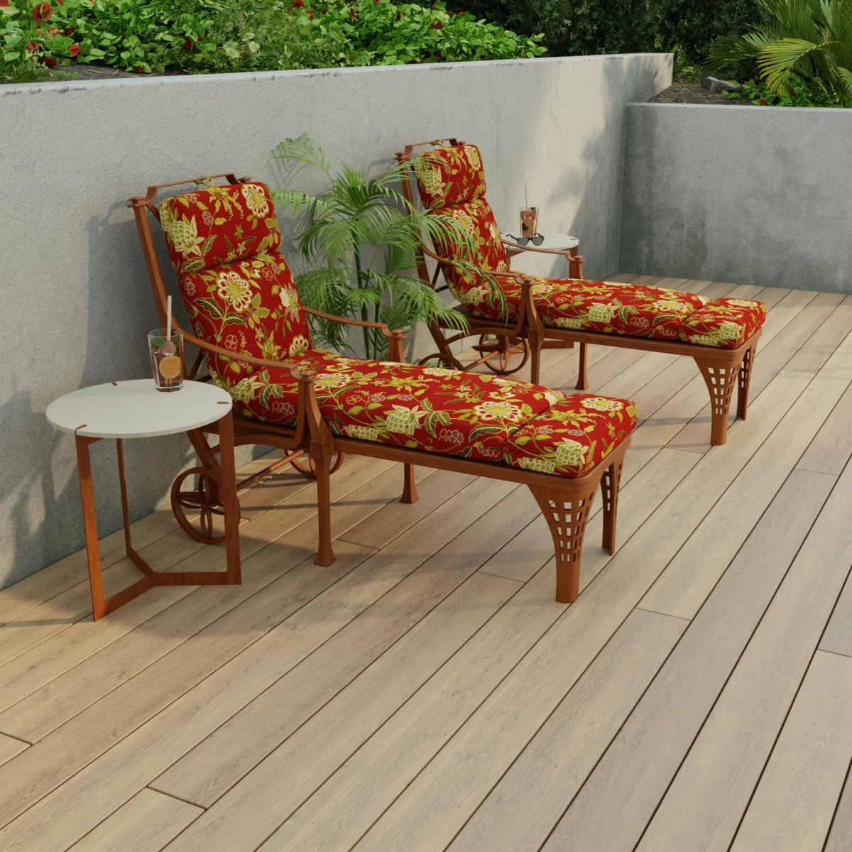 72 x 22 in. Rectangular Outdoor Chaise Lounge Cushion with Ties X482672