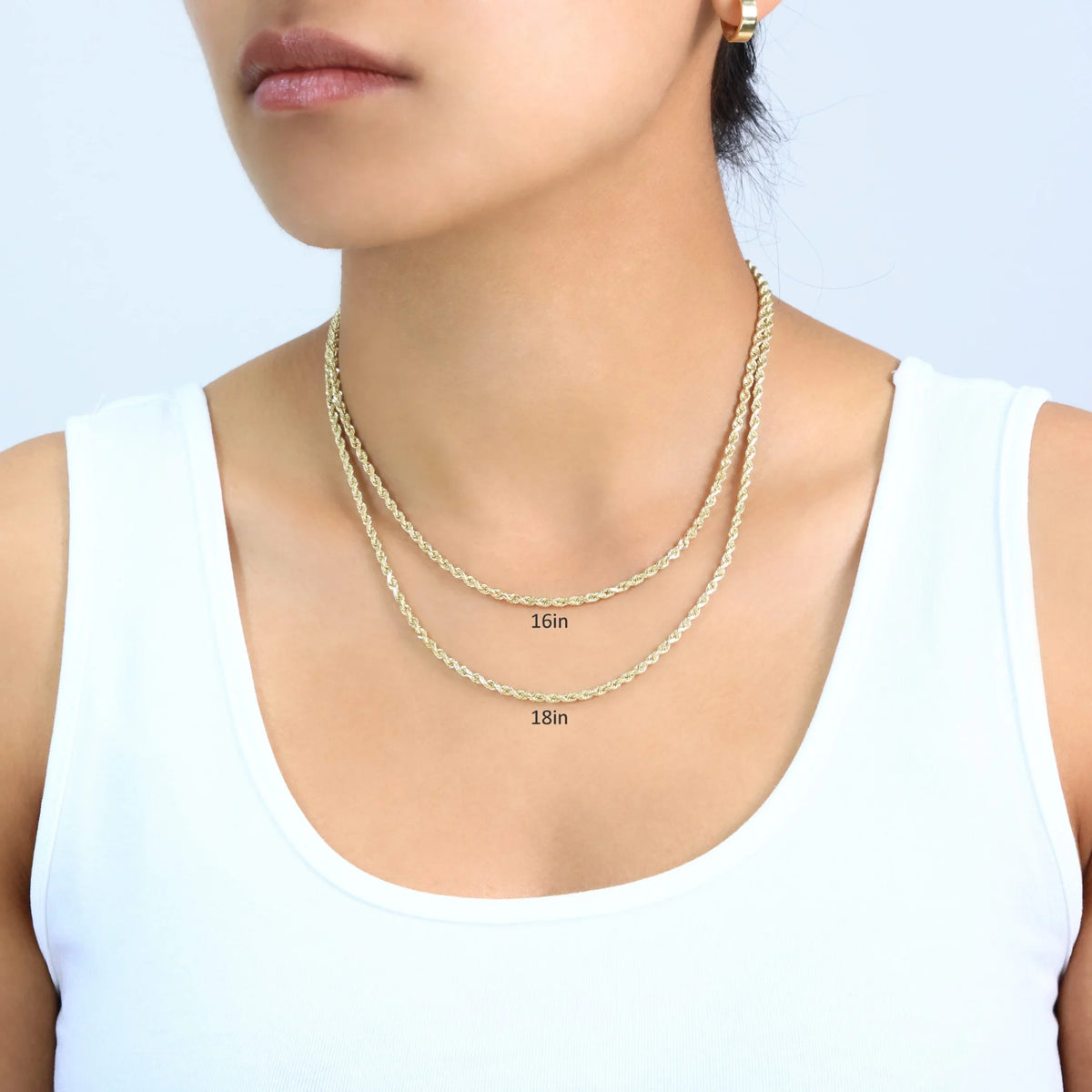 14k Yellow Gold 3mm Rope Chain Necklace Y450164