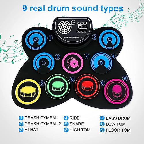 9-Pads Electronic Drum Set with Drumsticks & Pedals U8367