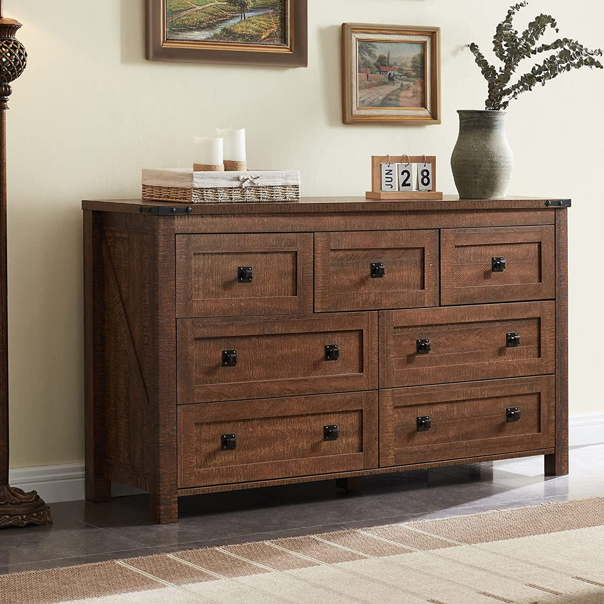 Wood 7 Drawers Dresser Storage Cabinet M970948