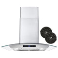 380 CFM Convertible Wall Mount Range Hood with Glass Canopy I641
