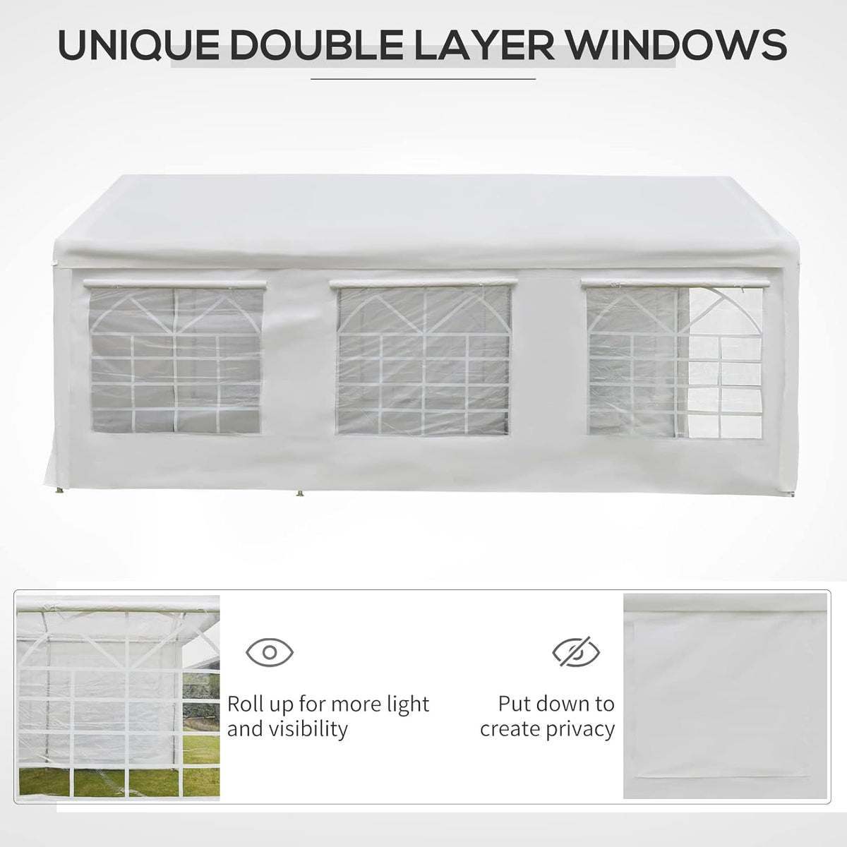 10 x 20ft Heavy Duty Carport Canopy with Removable Sidewalls, White I6278