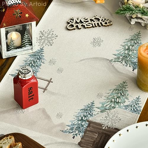 Blue Snowman Christmas Table Runner 13x72 Inch M620
