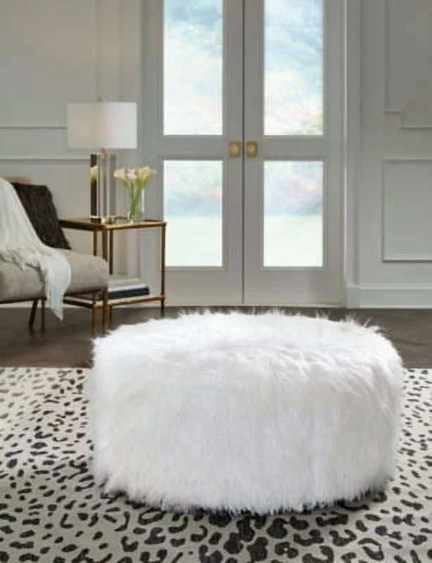 White Oversized Accent Ottoman C437