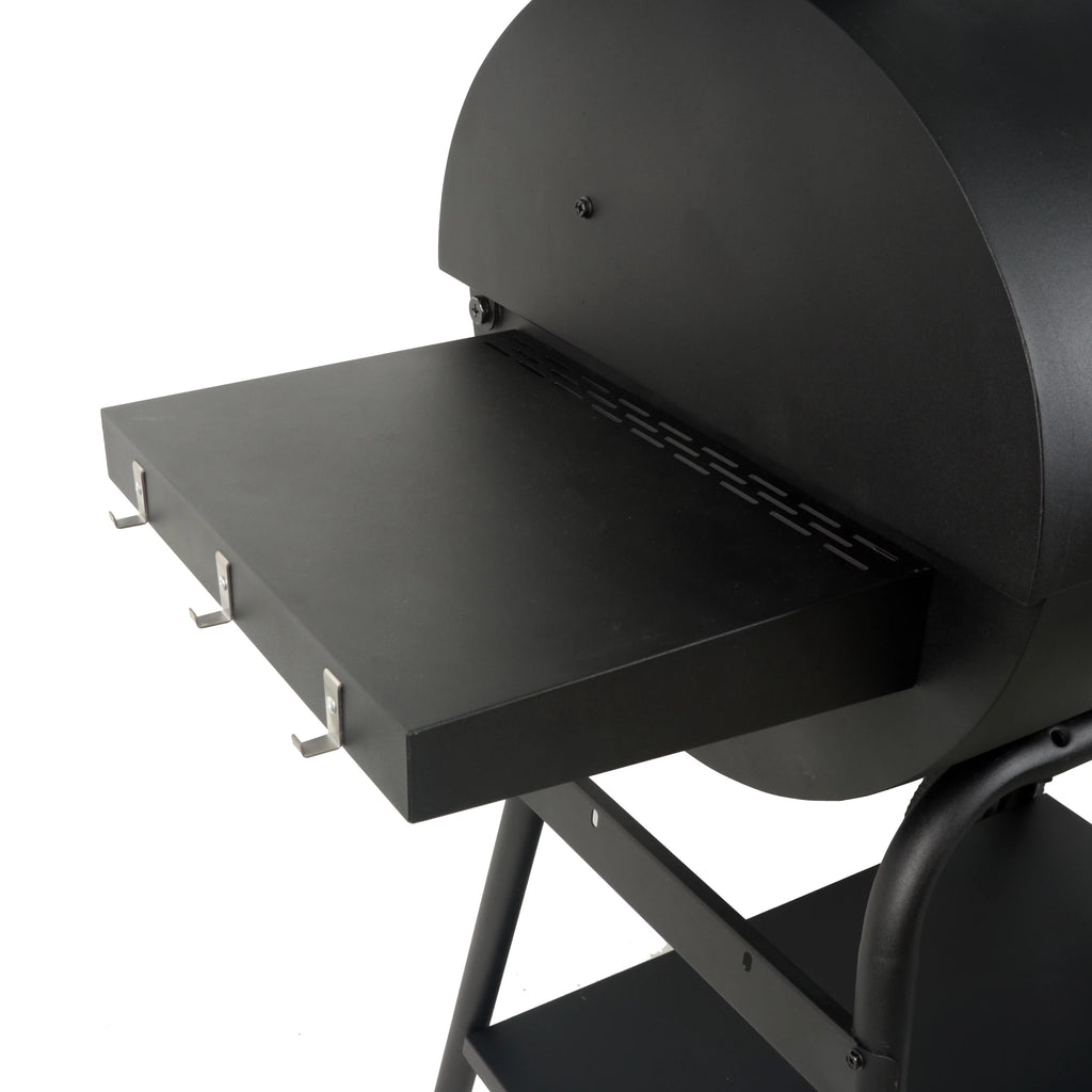 28 Offset Steel Charcoal Smoker Grill with Side Firebox, Black R1156