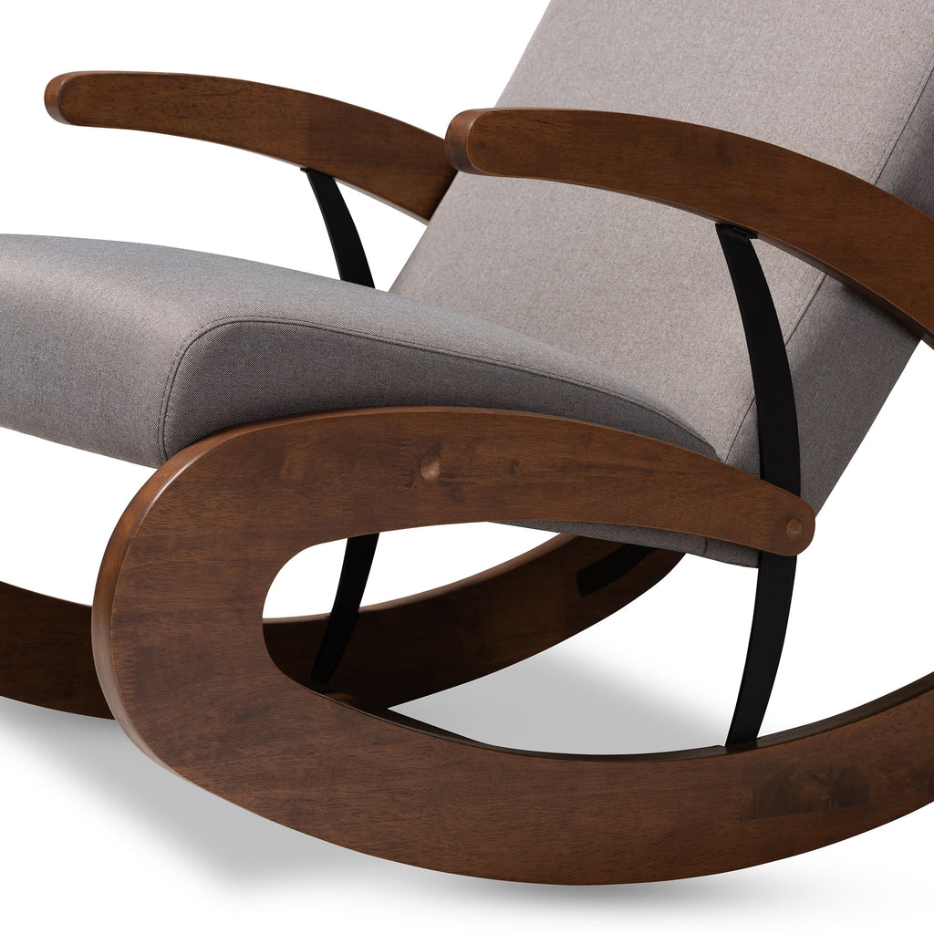 Gray Fabric Upholstered Wood Rocking Chair J62212