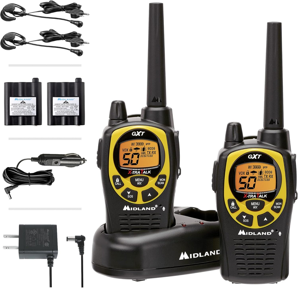 50 Channel Waterproof GMRS Two-Way Radio Black/Yellow Pair Pack R71273