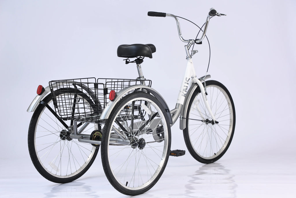 Silver Single Speed 26 inch Adult Tricycle with Basket F85788