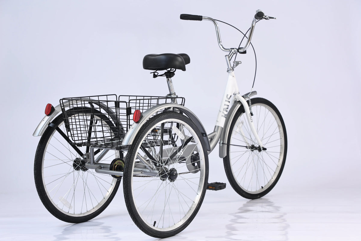 Silver Single Speed 26 inch Adult Tricycle with Basket F85788