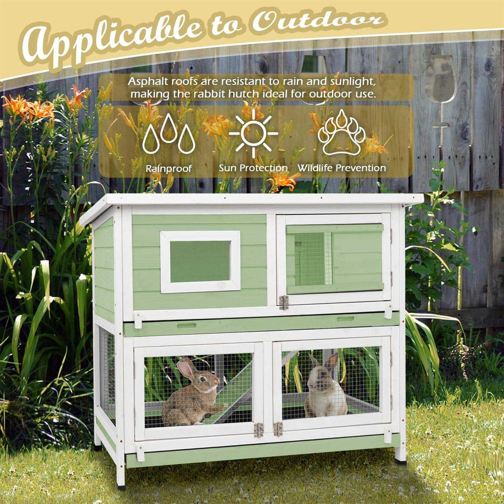 Rabbit Hutch Indoor Outdoor Two Story Weatherproof V96595