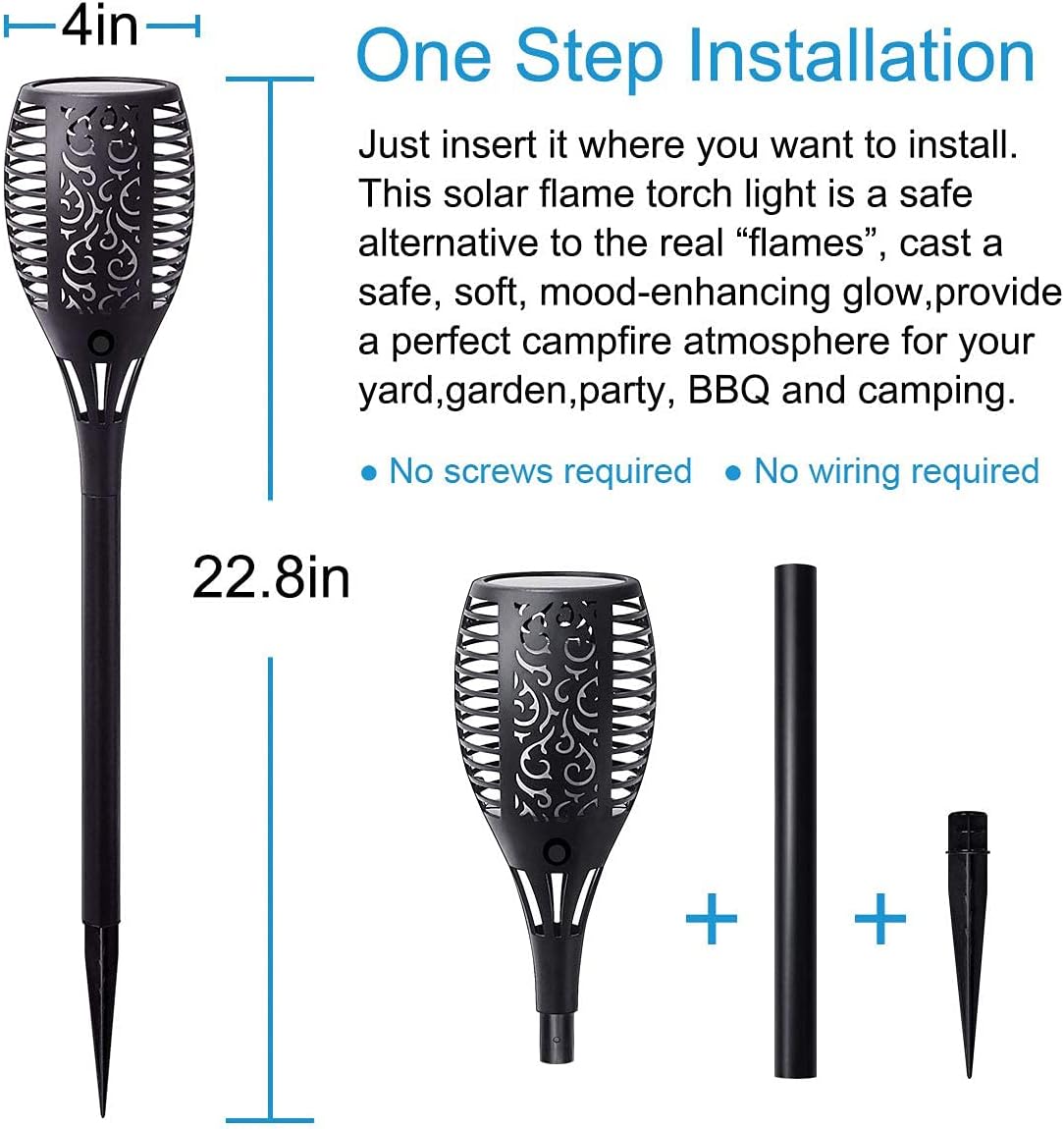 8 Pack Solar Torch Light with Flickering Flame M419