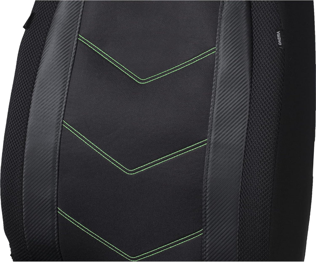 High Back Car Seat Covers Carbon Fiber Mesh Airbag Compatible 2PCS X20828