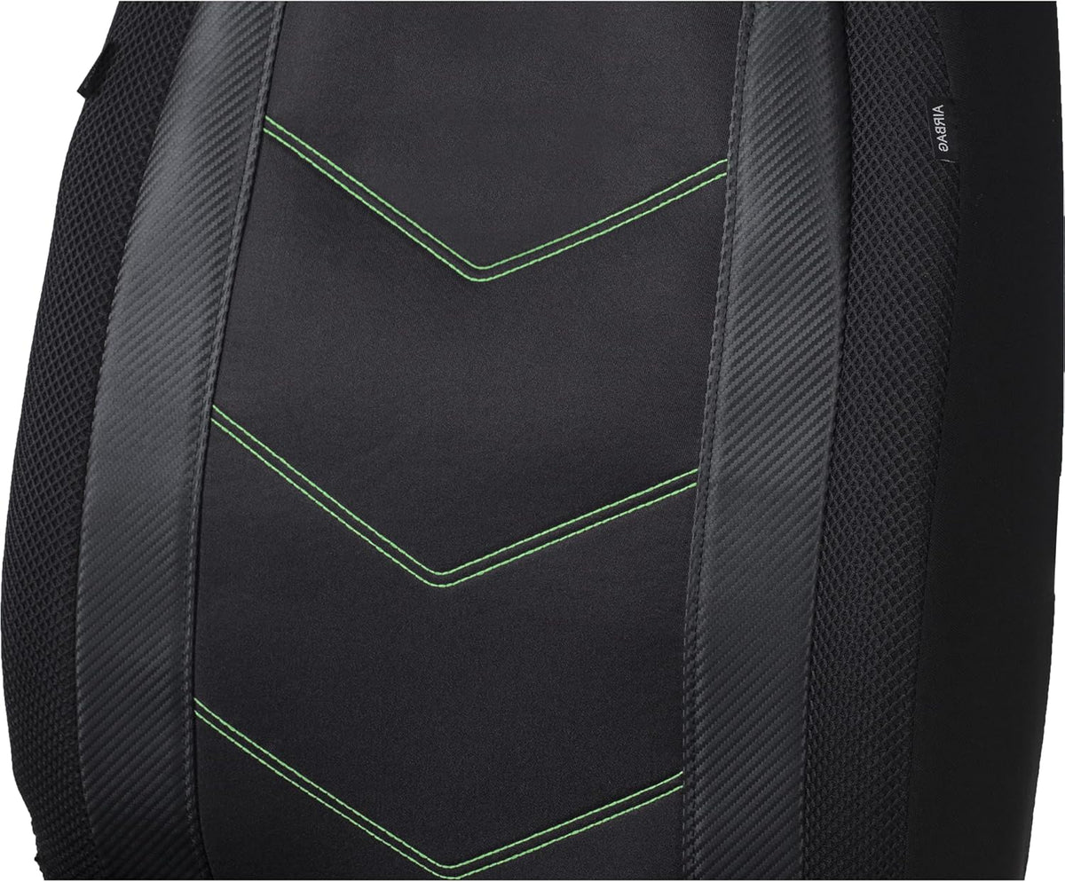 High Back Car Seat Covers Carbon Fiber Mesh Airbag Compatible 2PCS X20828