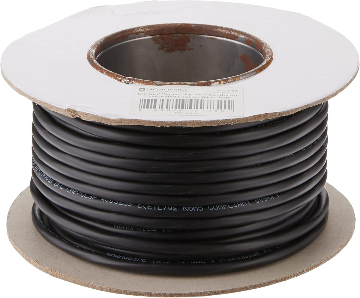 18 AWG 4 Conductor Plenum Rated Speaker Wire 100 Feet Bare Copper H56040