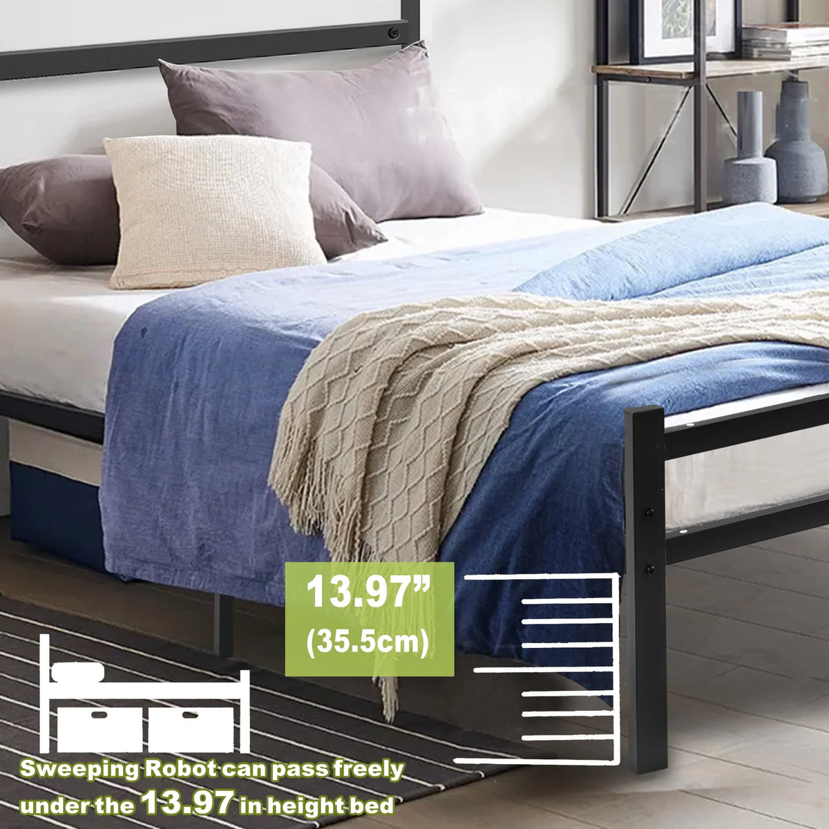 Twin Metal Platform Bed Frame with Headboard S659