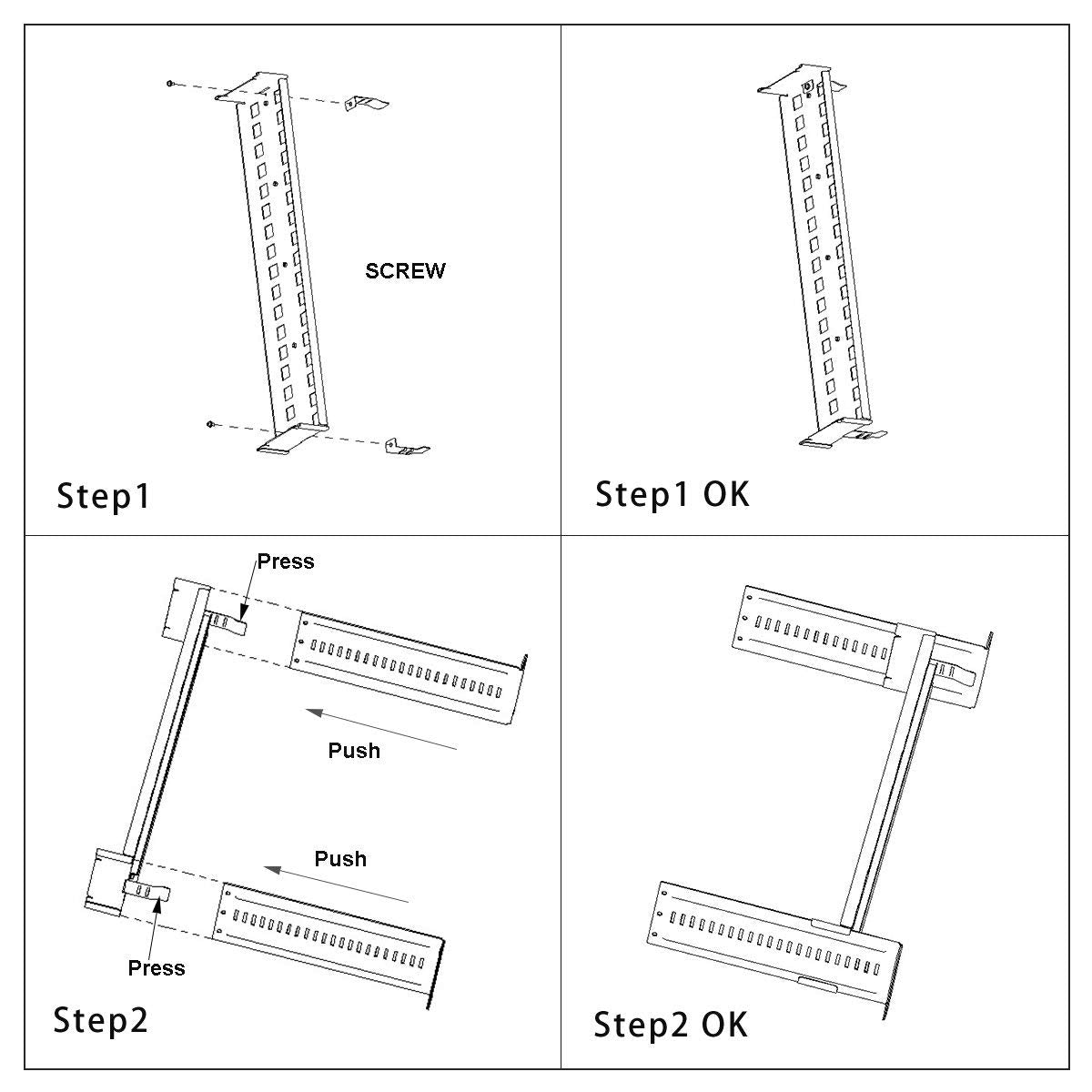 19 Inches Adjustable DIN-Rail Rack Mount Bracket 2U Black J810