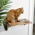 Wooden Wall Mounted Stainless Steel Cat Feeding Station with Bowl D577751