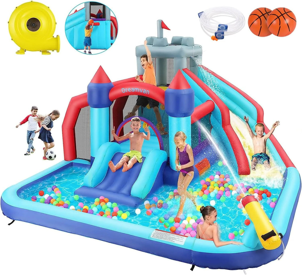 Inflatable Water Slide with Blower and Water Cannon E819