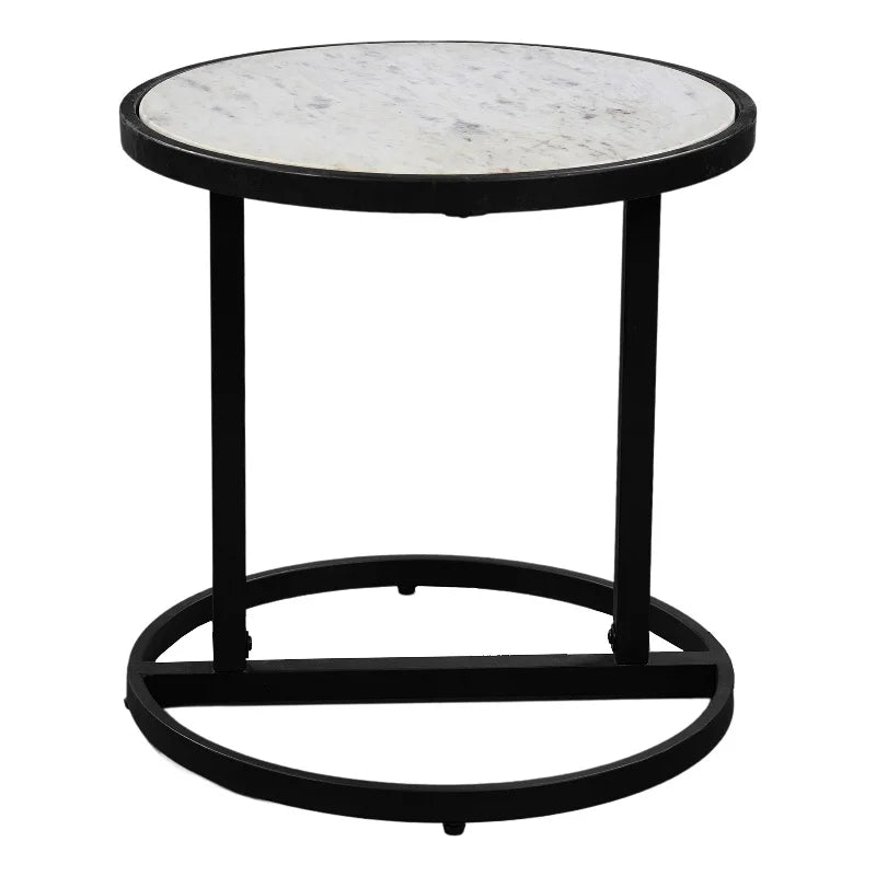 Round White Marble Top End Table G560359