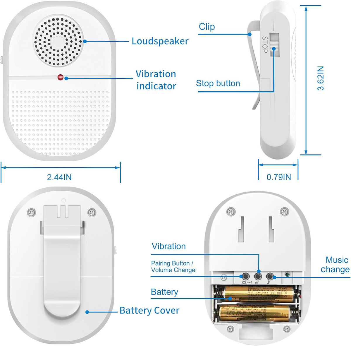 Wireless Caregiver Pager Vibration Alert System L8376