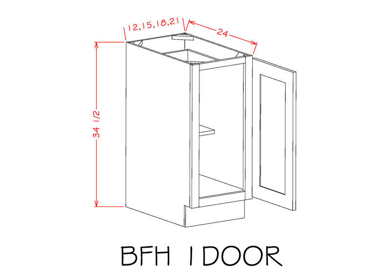 Shaker Base Cabinet with 1 Door and 1 Shelf T720394