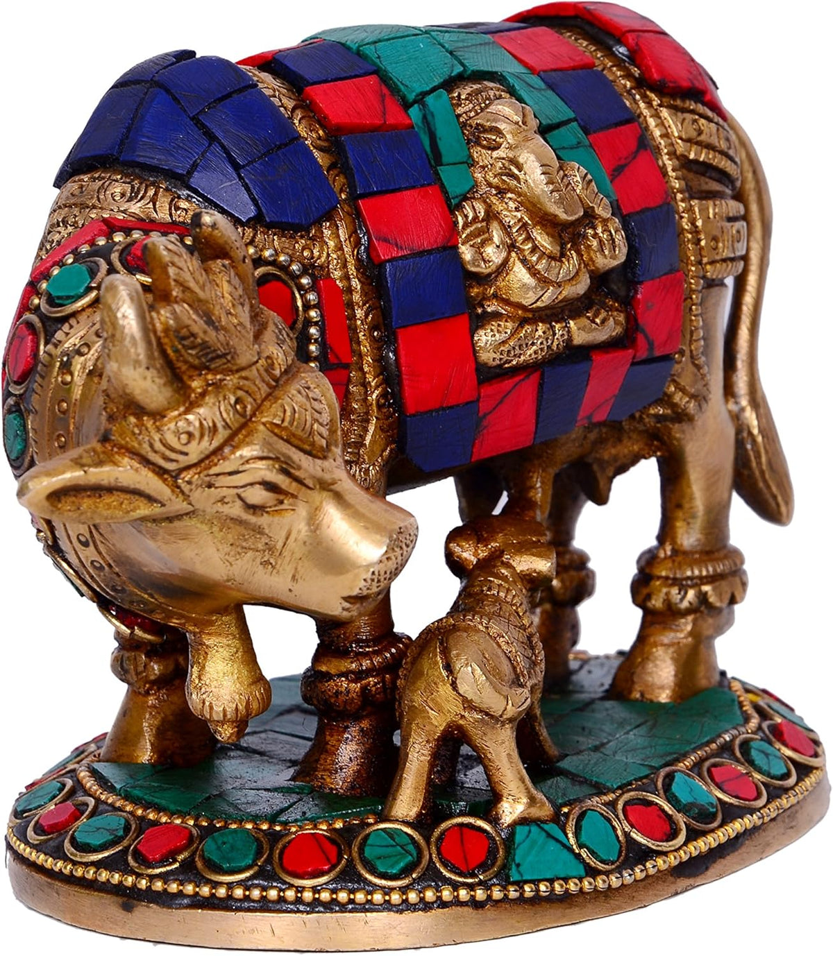 Brass Cow and Calf with Stonework R996