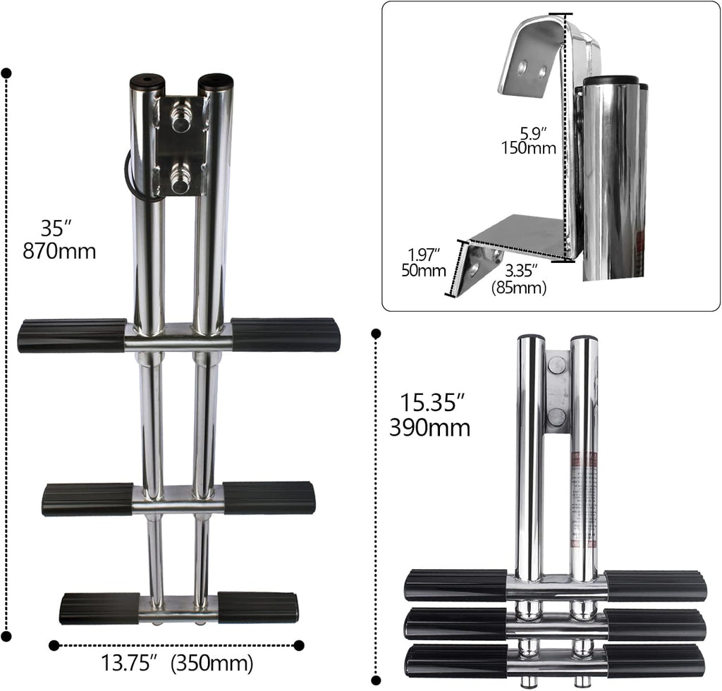 Telescoping Stainless Steel 3 Step Dive Ladder U80467