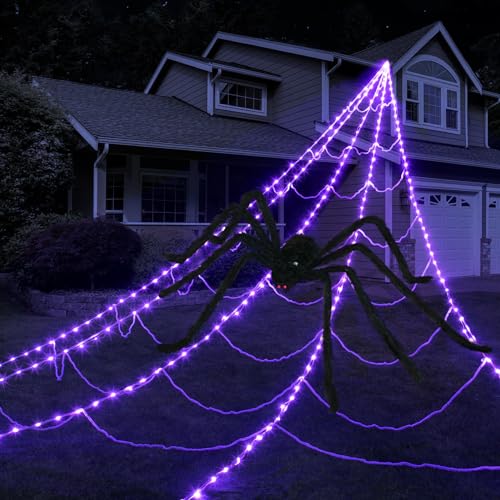 250 LED Purple Spider Web Lights with 8 Modes T494937