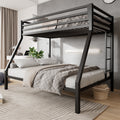 Black Twin Over Full Metal Bunk Bed with Stairs Z982