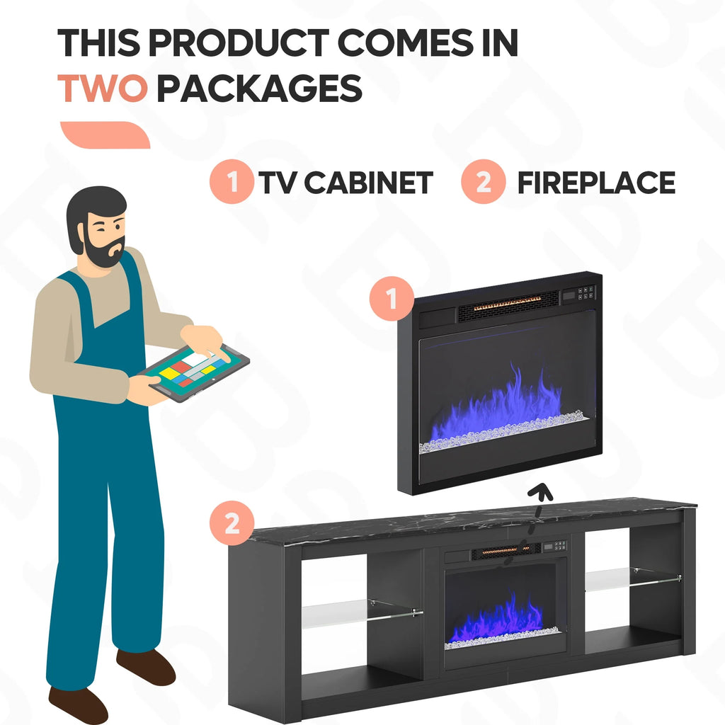 Black Electric Fireplace TV Stand L860