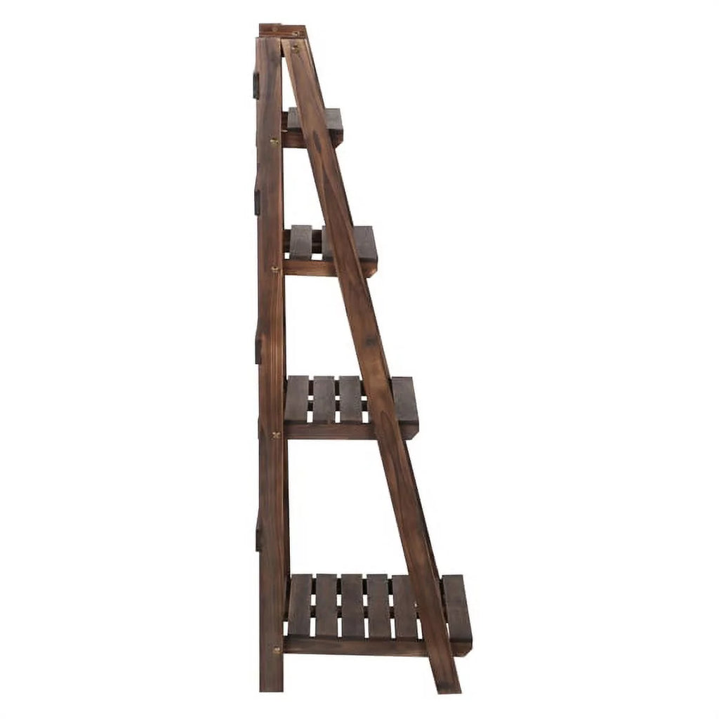 4 Tier Foldable Wooden Flower Stand Ladder Shelves Z6611