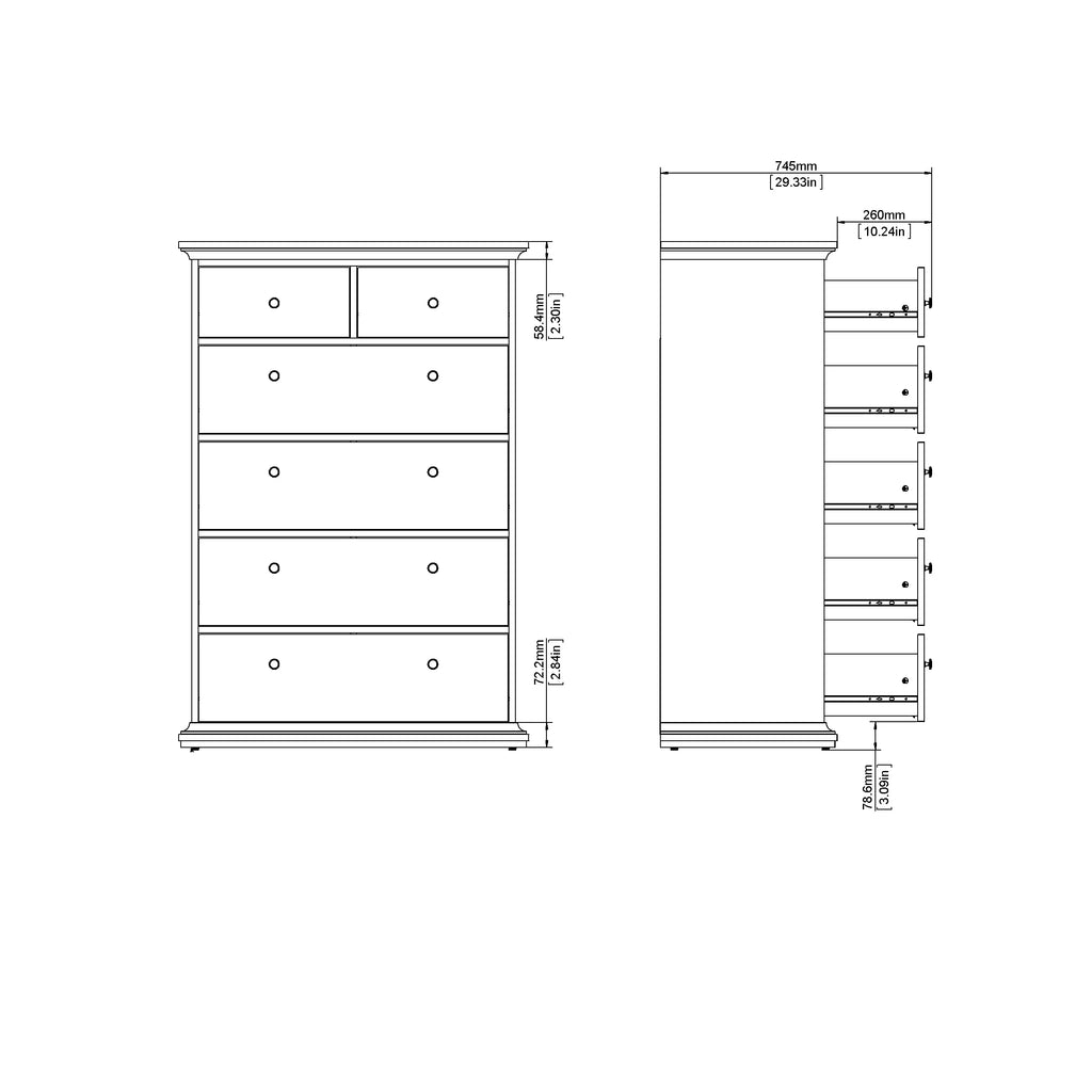 White 6 Drawer Chest N4036