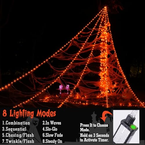 250 LED Purple Spider Web Lights with 8 Modes T494937