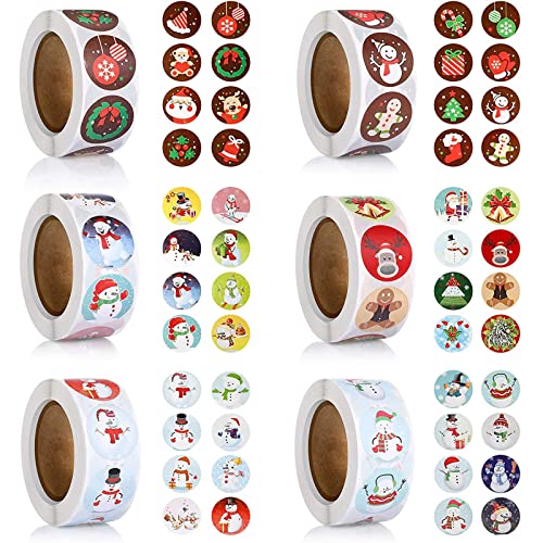 Christmas Stickers 6 Rolls 3000 Pieces 1 Inch H633