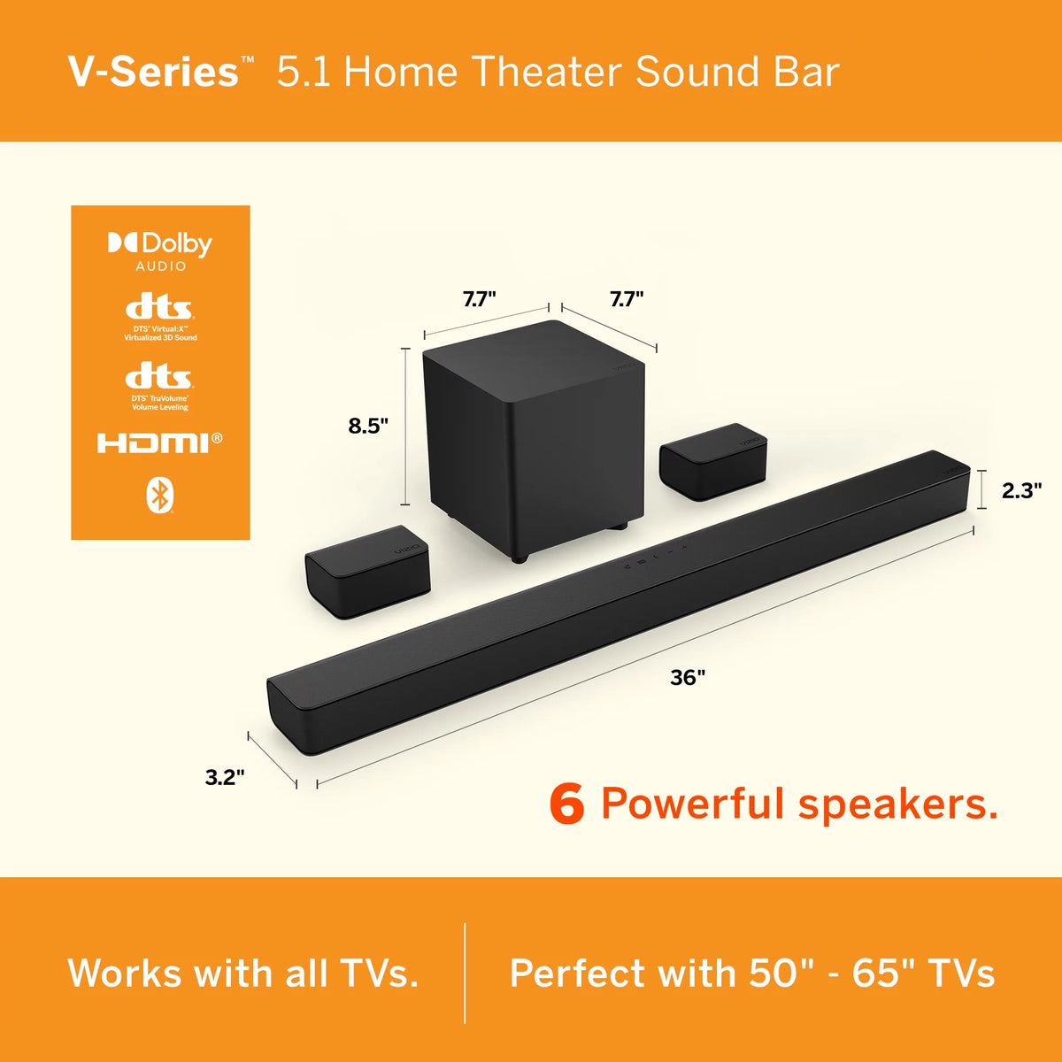 5.1 Home Theater Sound Bar with Bluetooth A74841