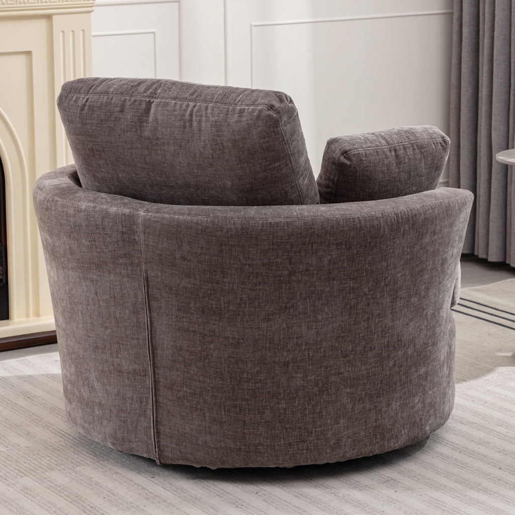 Oversized Round Swivel Accent Chair with 3 Pillows C471