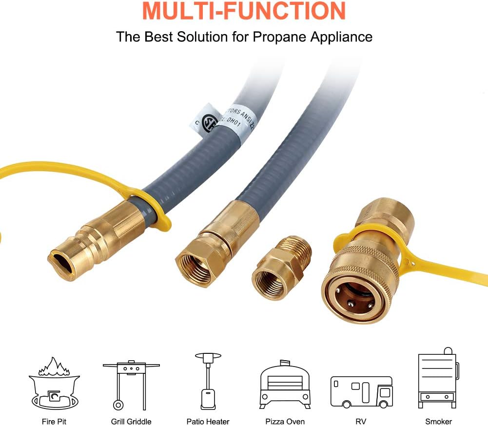 24 Feet 1/2 Inch Natural Gas Grill Hose with Quick Connect Fittings Q348118