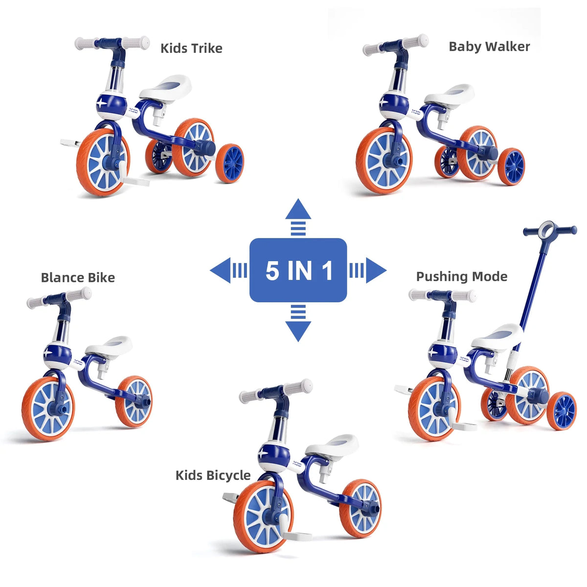 7 in 1 Toddler Tricycle with Removable Pedals F721