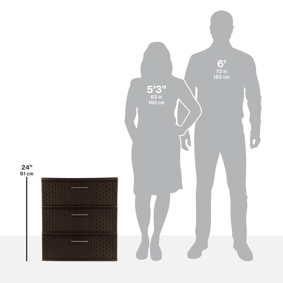 3 Drawer Wide Weave Tower Espresso X361525